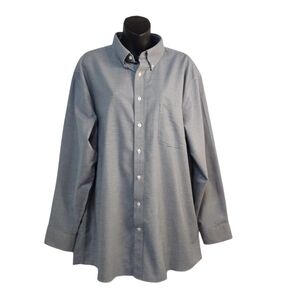 Stafford Men's Blue White Plaid Button Down Shirt Size 17.5 (34-36)